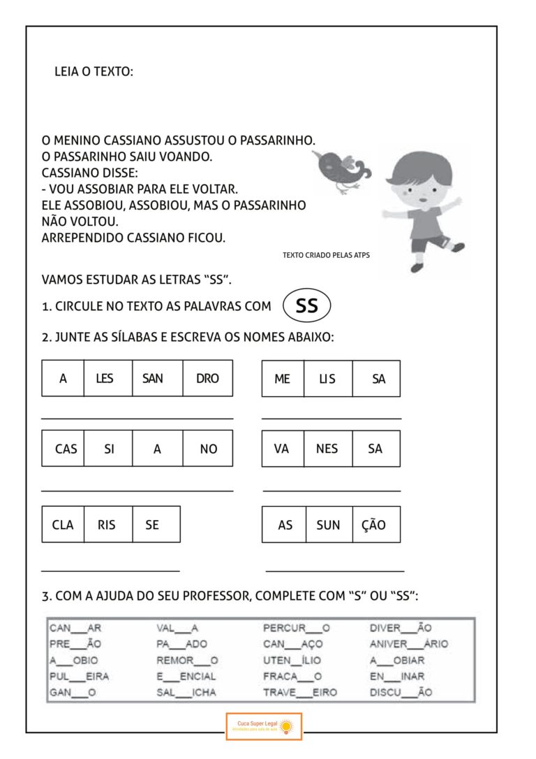 ATIVIDADES DOMICILIARES LÍNGUA PORTUGUESA º ANO LEITURA E INTERPRETAÇÃO BNCC Cuca Super