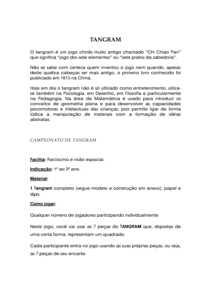 OFICINA JOGOS MATEMÁTICOS (1º ao 5º Ano)- INICIO A PARTIR DOS 36