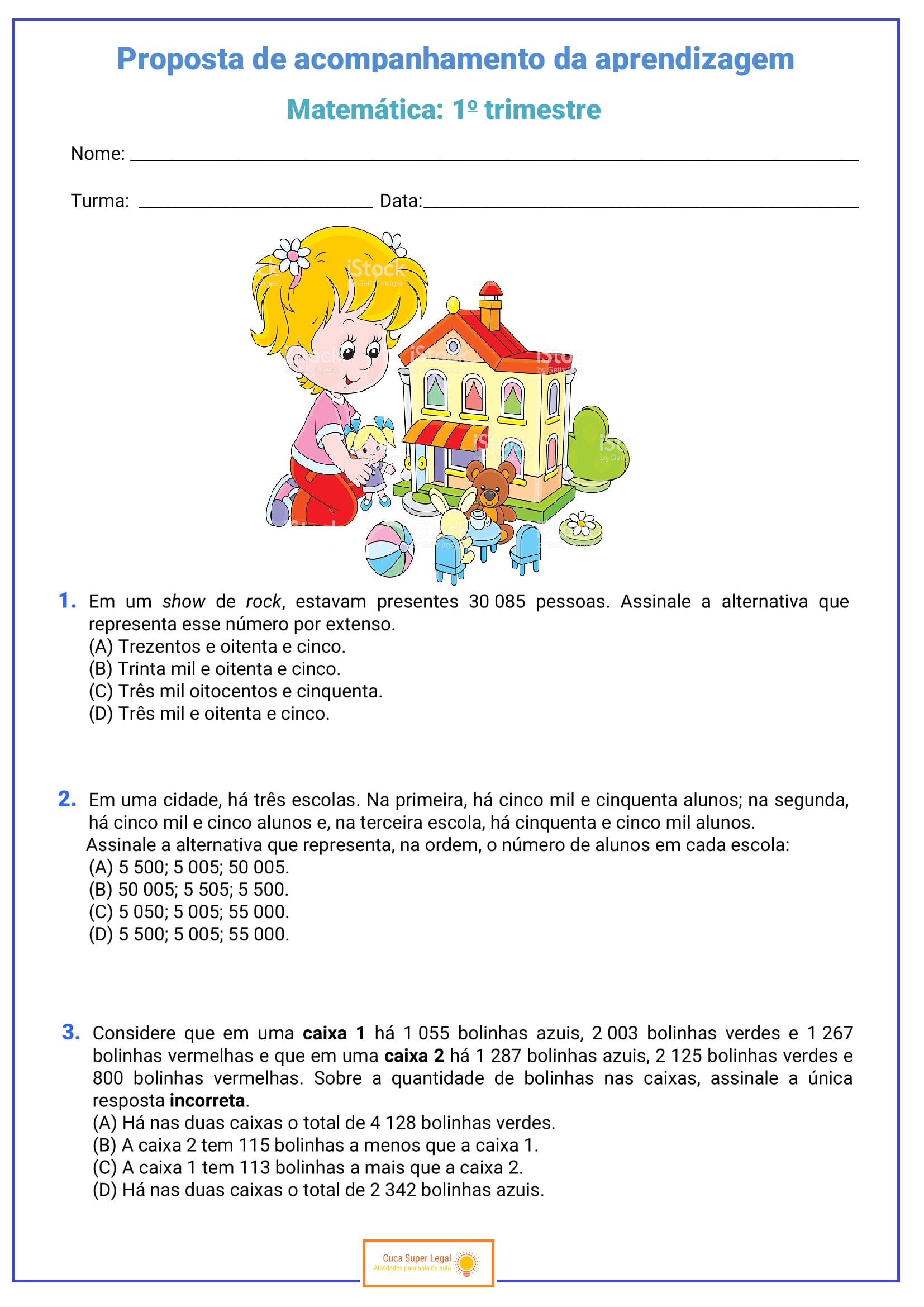 4º ANO - AVALIAÇÃO BIMESTRAL DE MATEMÁTICA - BNCC - Cuca Super legal ...