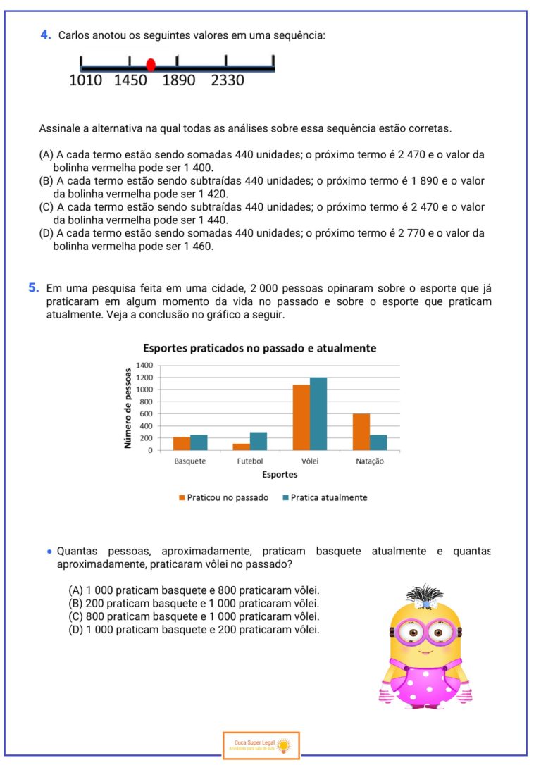 4º ANO - AVALIAÇÃO BIMESTRAL DE MATEMÁTICA - BNCC - Cuca Super legal ...