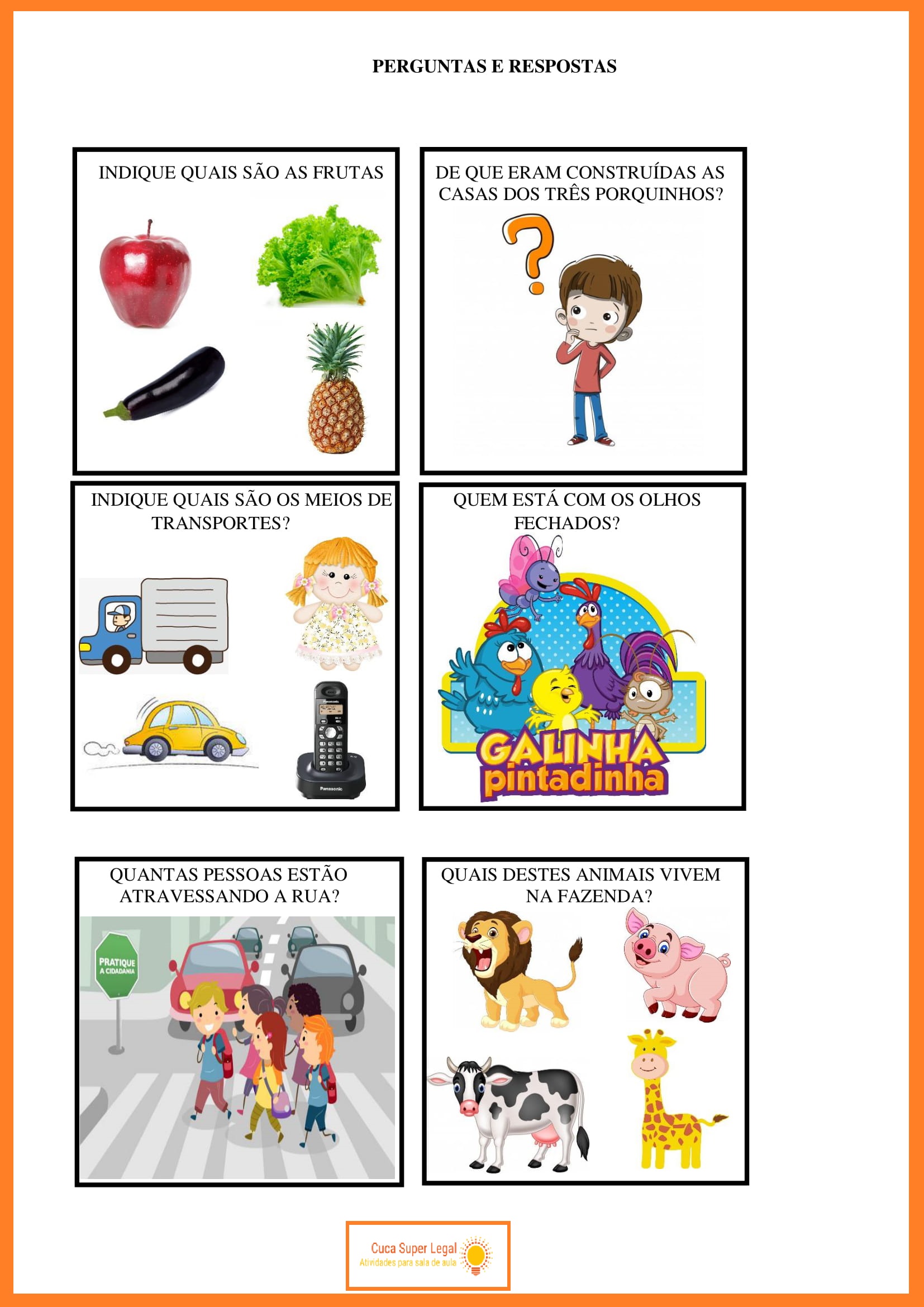 ED. INFANTIL - JOGO DE PERGUNTAS E RESPOSTAS - FICHAS PARA IMPRIMIR ...