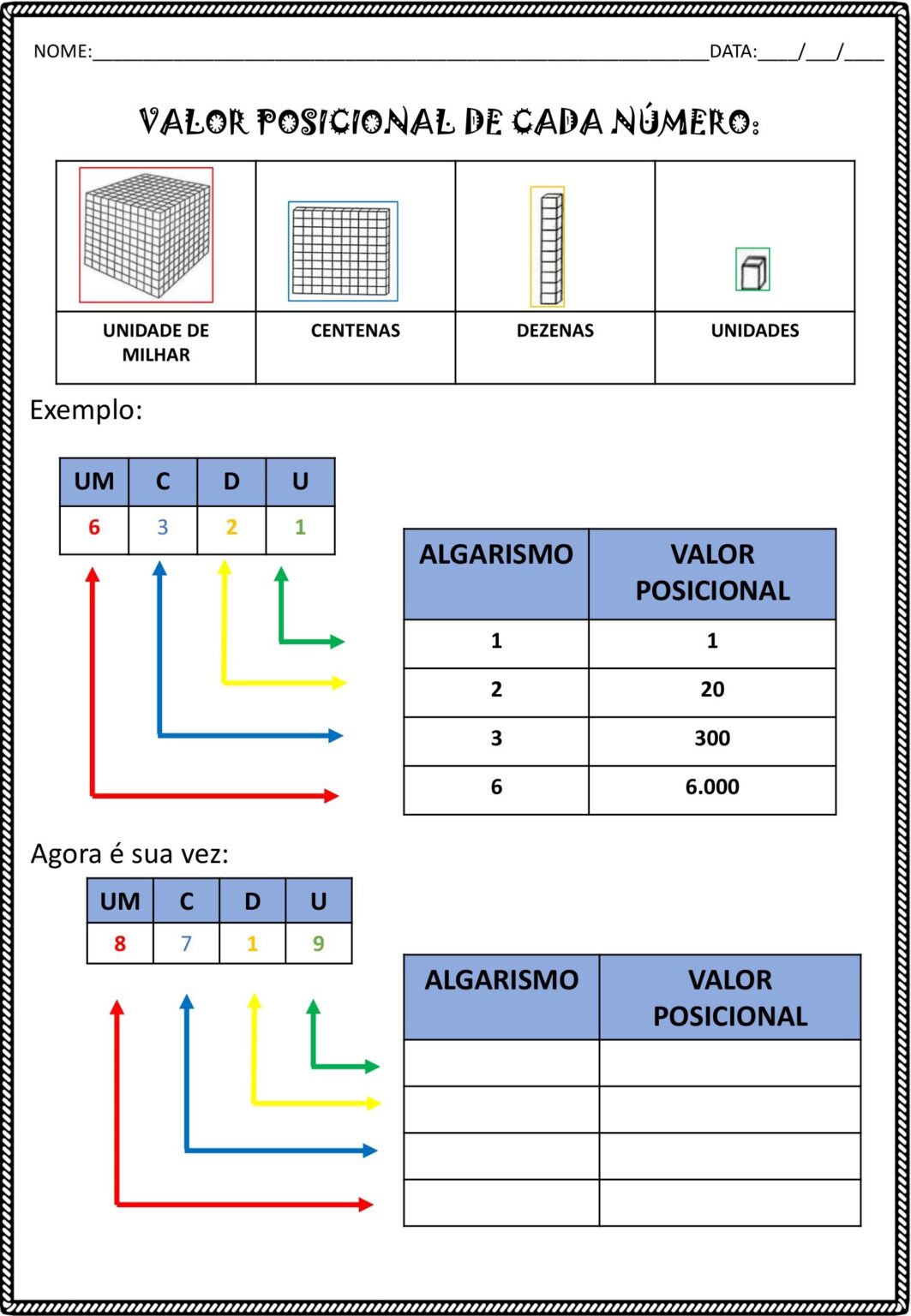 3º ANO - Atividades de matemática envolvendo unidades de milhar ...