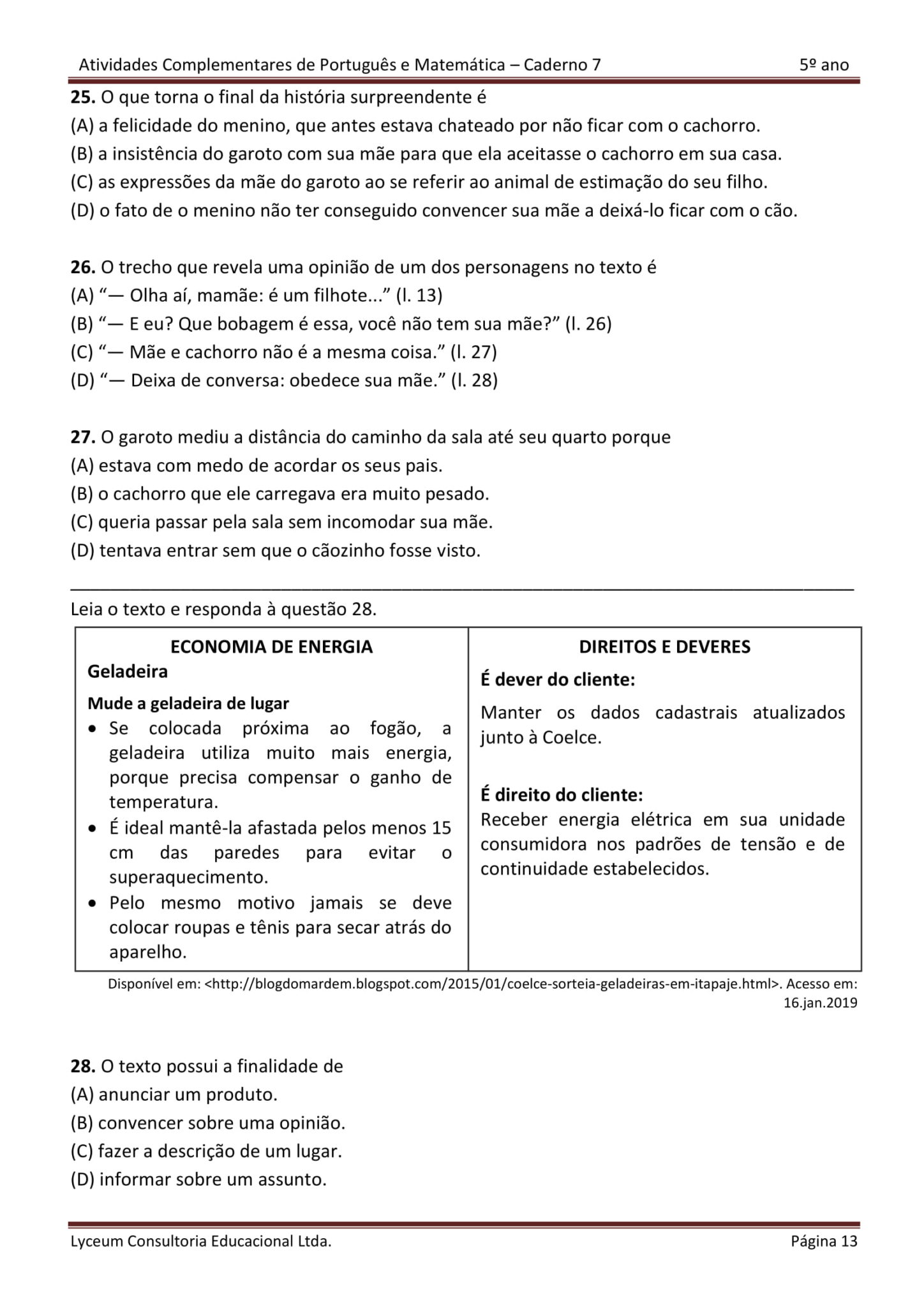 Ano Atividades Complementares De L Ngua Portuguesa E Matem Tica Cuca Super Legal