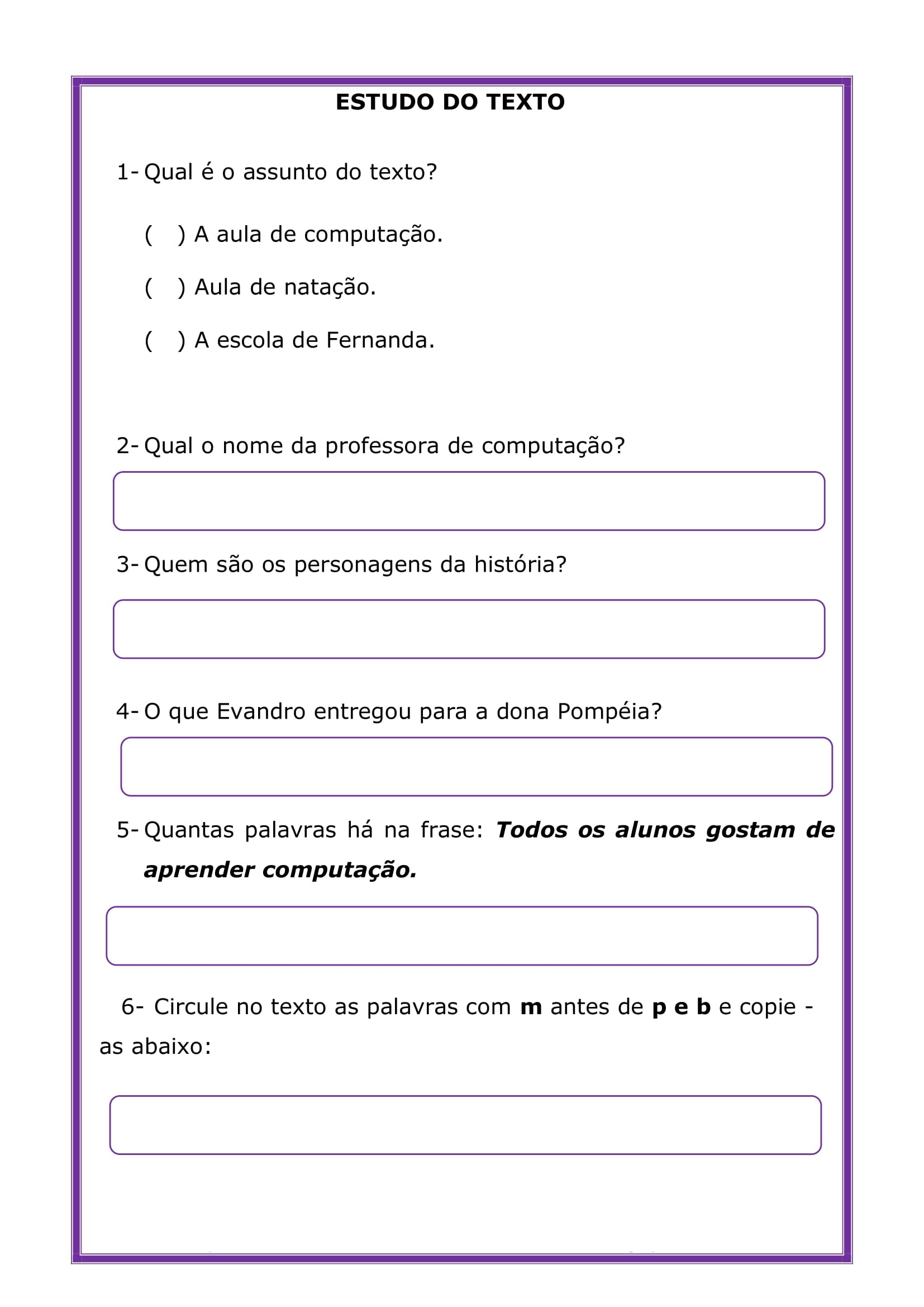 2º ANO - ATIVIDADES DE LEITURA E INTERPRETAÇÃO DE TEXTO - Cuca Super ...