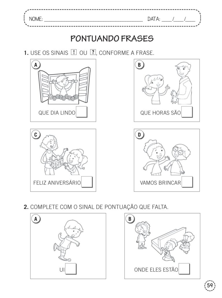 1º e 2º ano - Atividades de língua portuguesa - Pontuando frases - Cuca ...