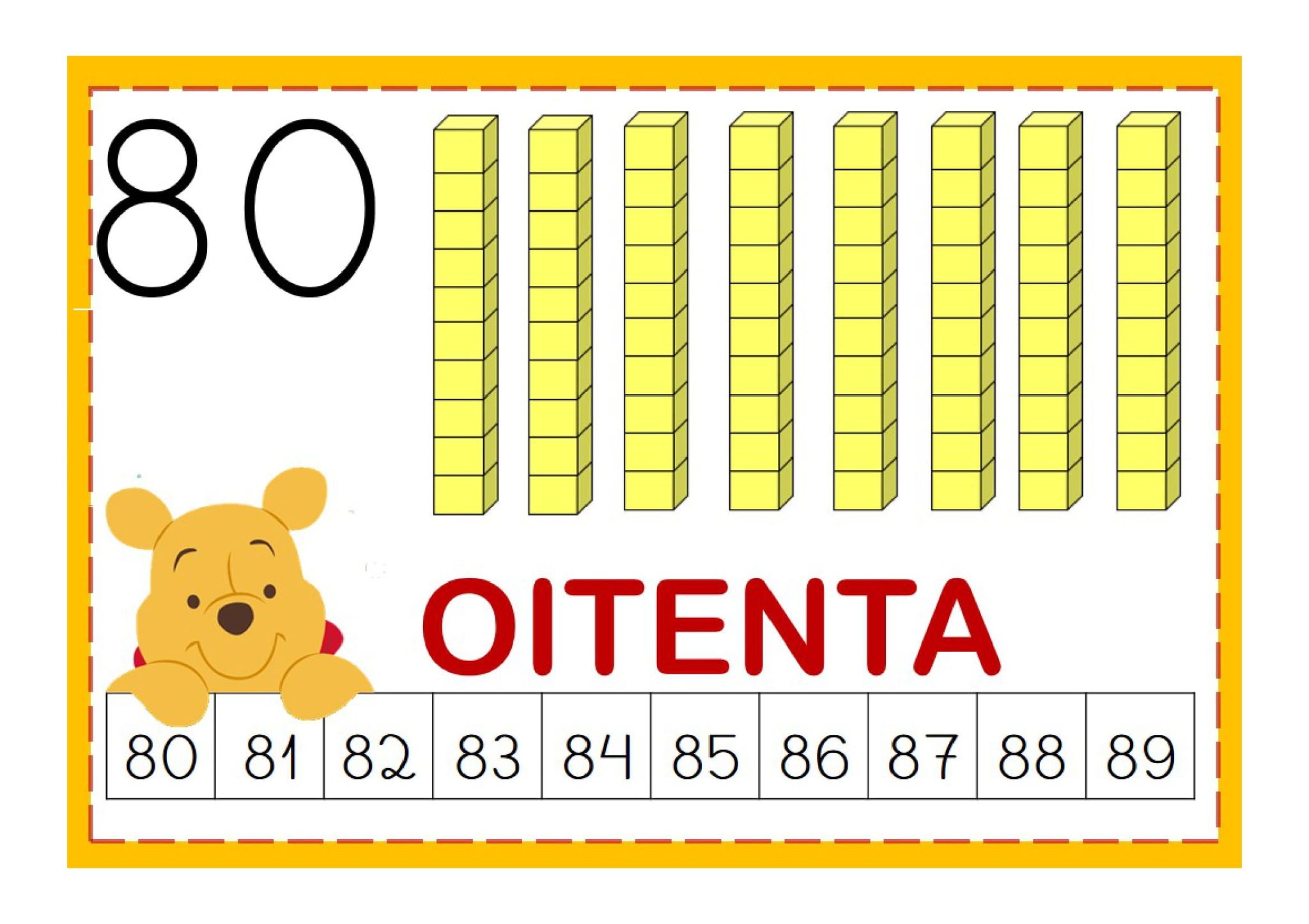 CARTAZES DOS NUMERAIS COM MATERIAL DOURADO - 0 a 100 ( unidades ...