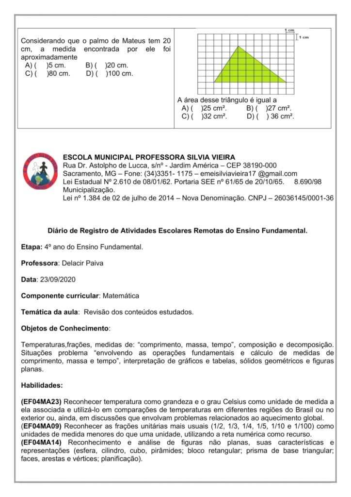 Frações Unitárias II - Planos de aula - 4º ano