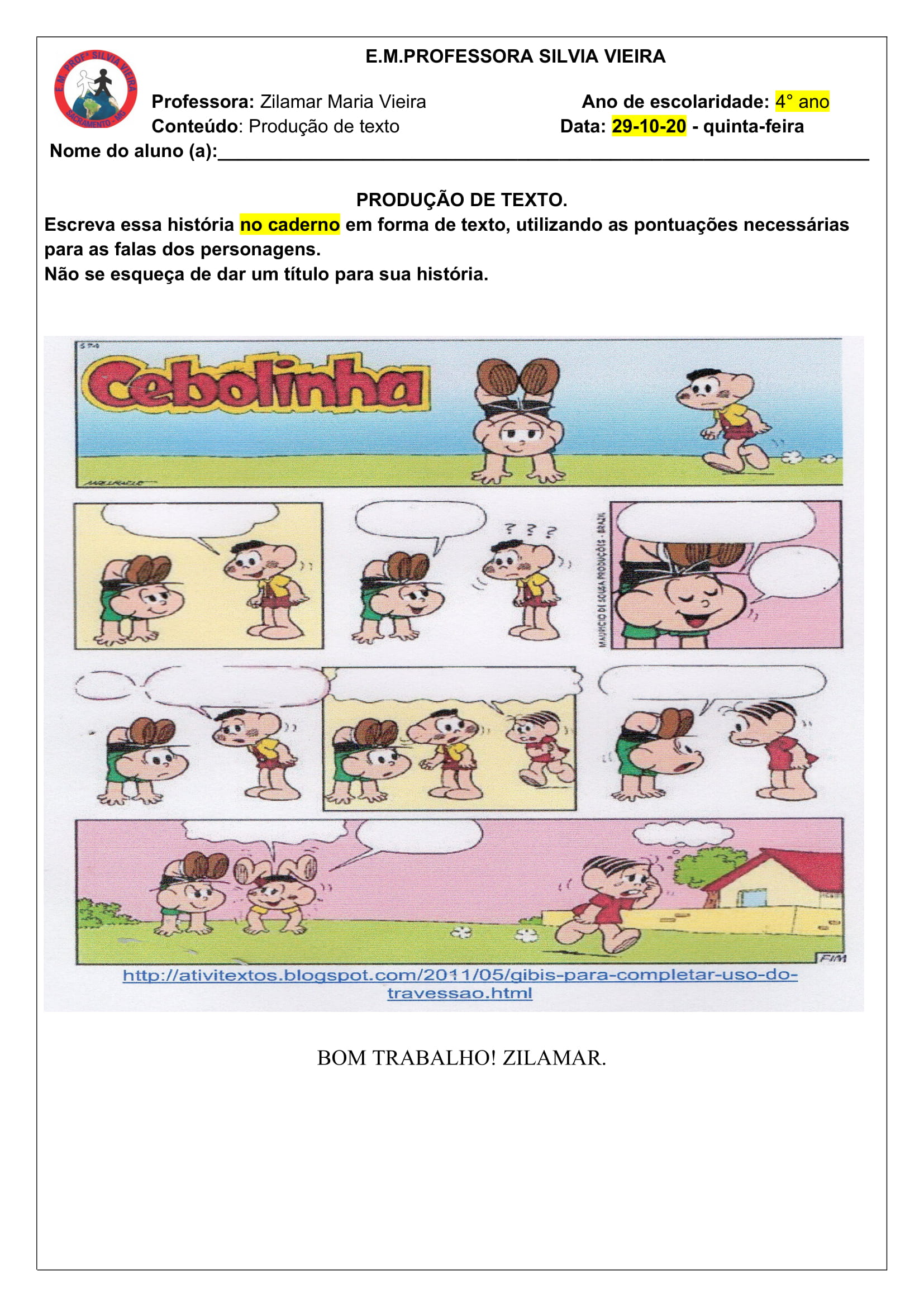 4º e 5ºs anos - PLANO DE AULA E ATIVIDADES DE PRODUÇÃO DE TEXTO ...