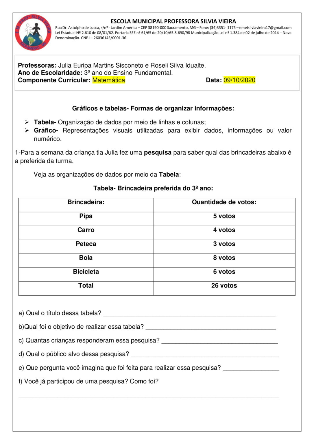 3º ANO - PLANO DE AULA E ATIVIDADES DE MATEMÁTICA - PROBABILIDADES E ...