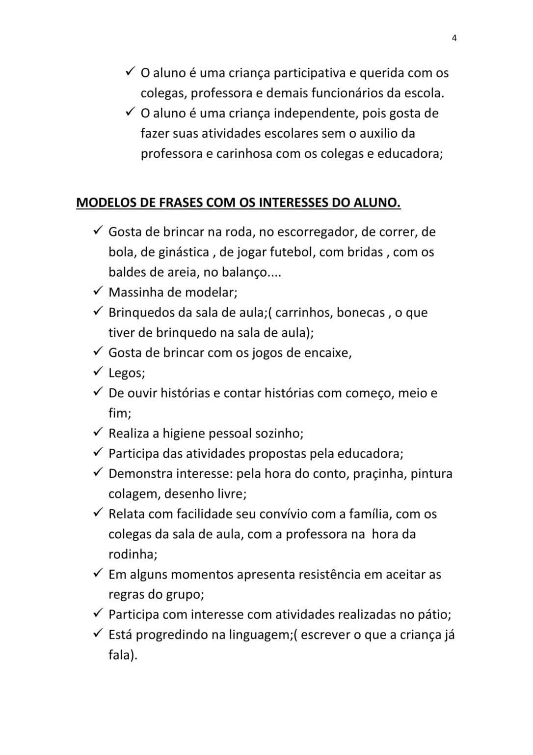 MODELOS: Parecer Descritivo do Aluno - Cuca Super legal - Educação ...