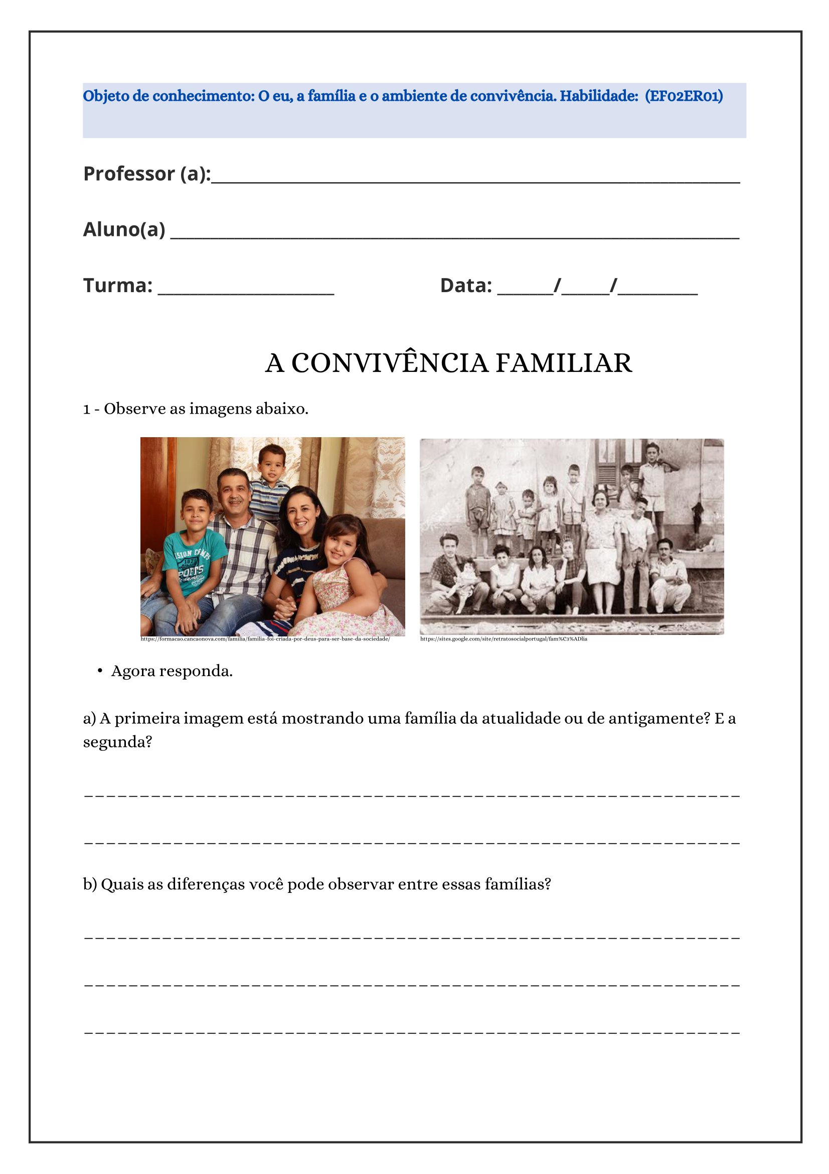 2º ano - Atividades de ensino religioso - A convivência familiar - Cuca ...