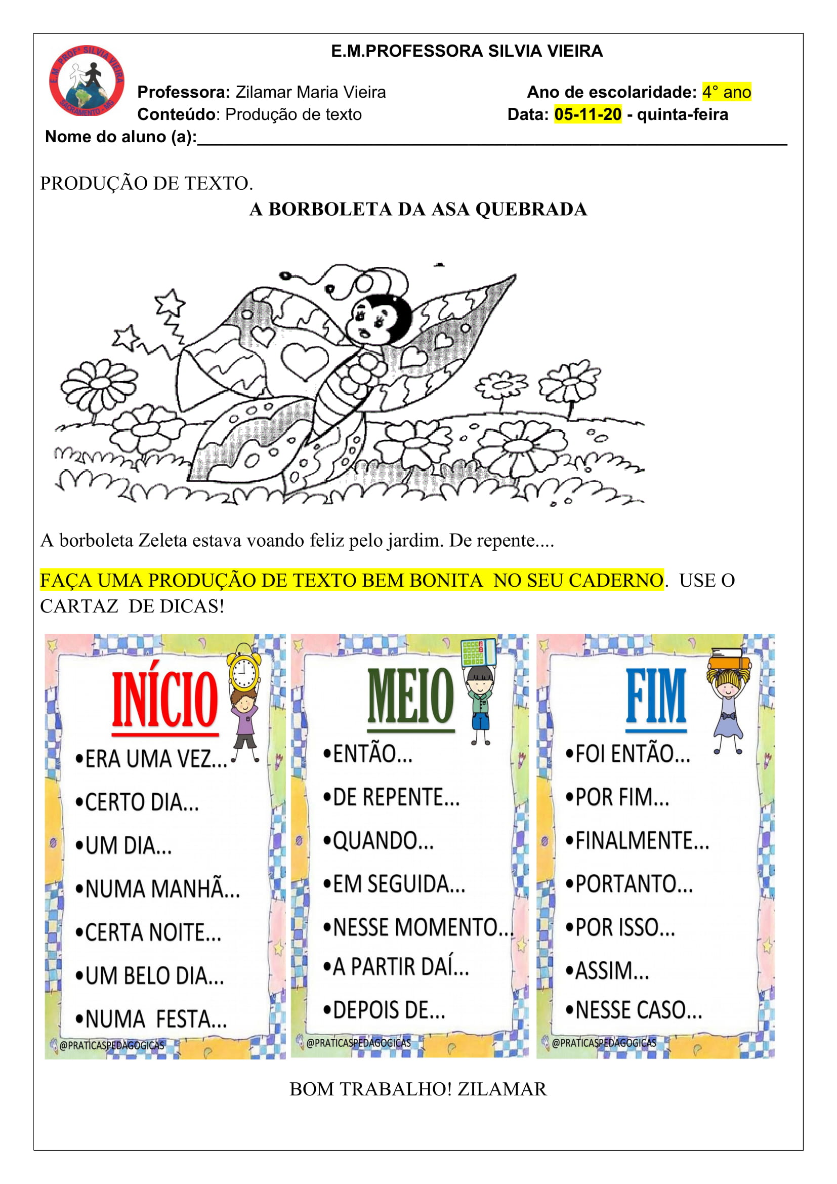Plano De Aula Produção De Texto 4 Ano - ZULEDU