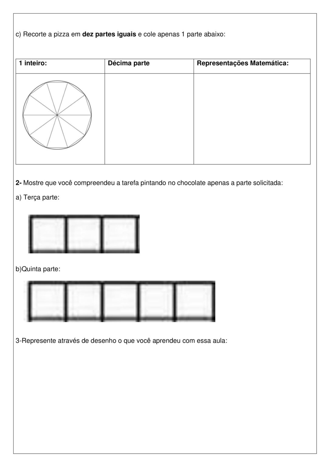 3º ano AULA DE MATEMÁTICA METADE, TERÇA PARTE, QUARTA