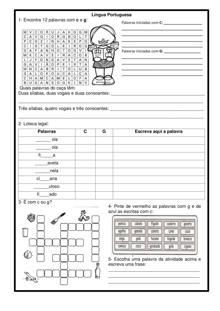 ATIVIDADES DE ARTE E ORTOGRAFIA COM C E G - Cuca Super legal - Educação ...