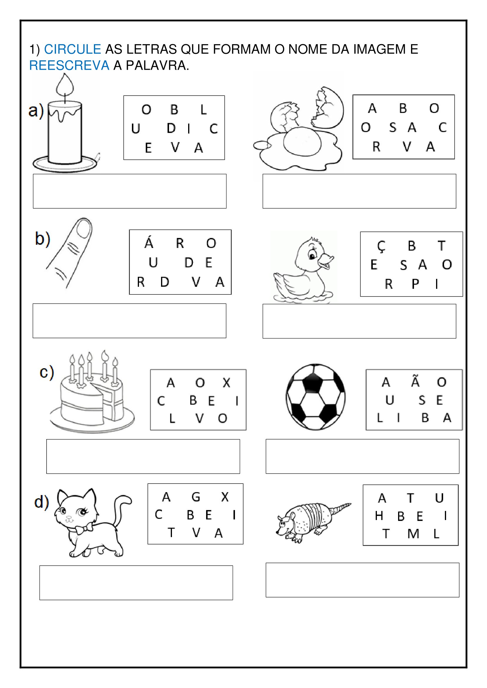 1 º ano - Atividades complementares de alfabetização - reforço - Cuca ...