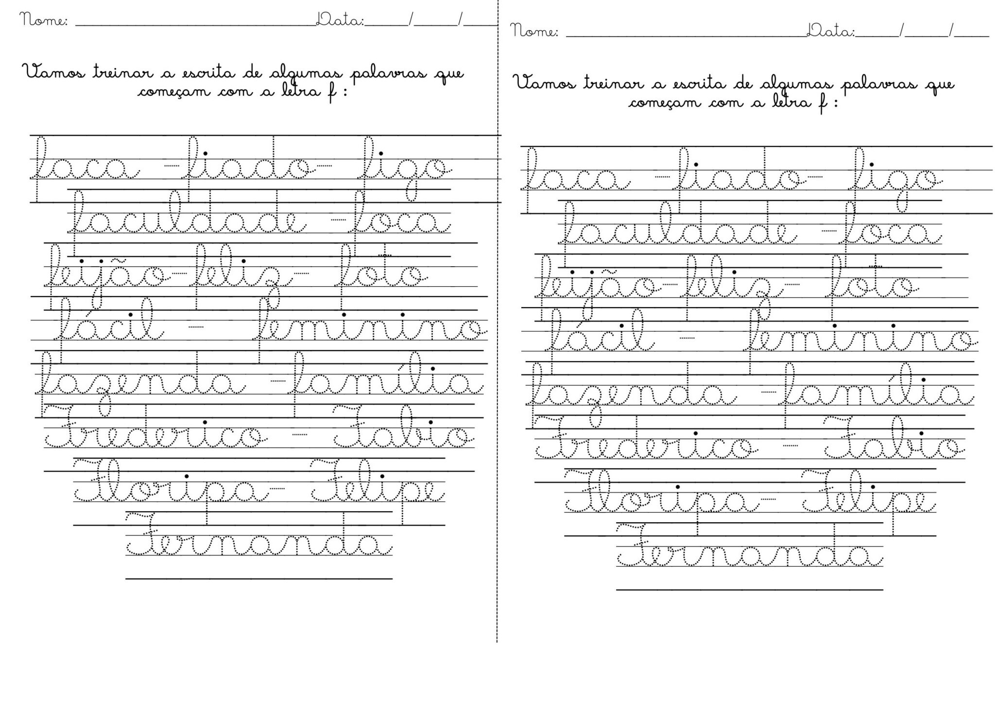 3º ANO - ATIVIDADES DE CALIGRAFIA DE A a Z - CURSIVA - 2 POR FOLHA ...