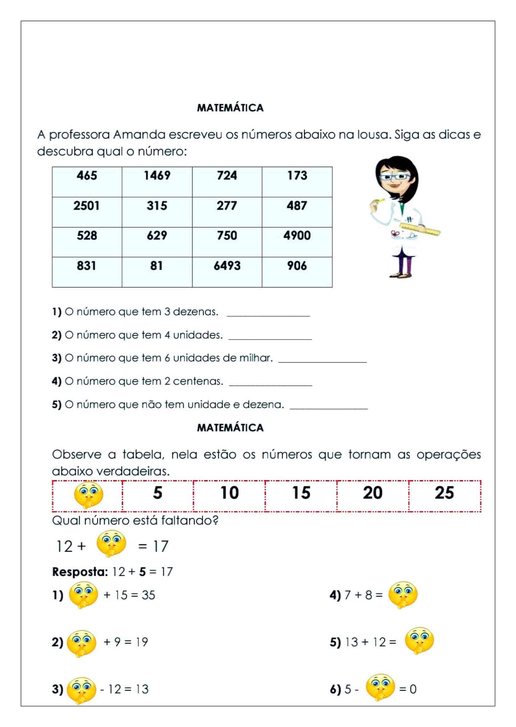 Atividades Com Números Naturais 5 Ano Com Gabarito - HerbsEdu