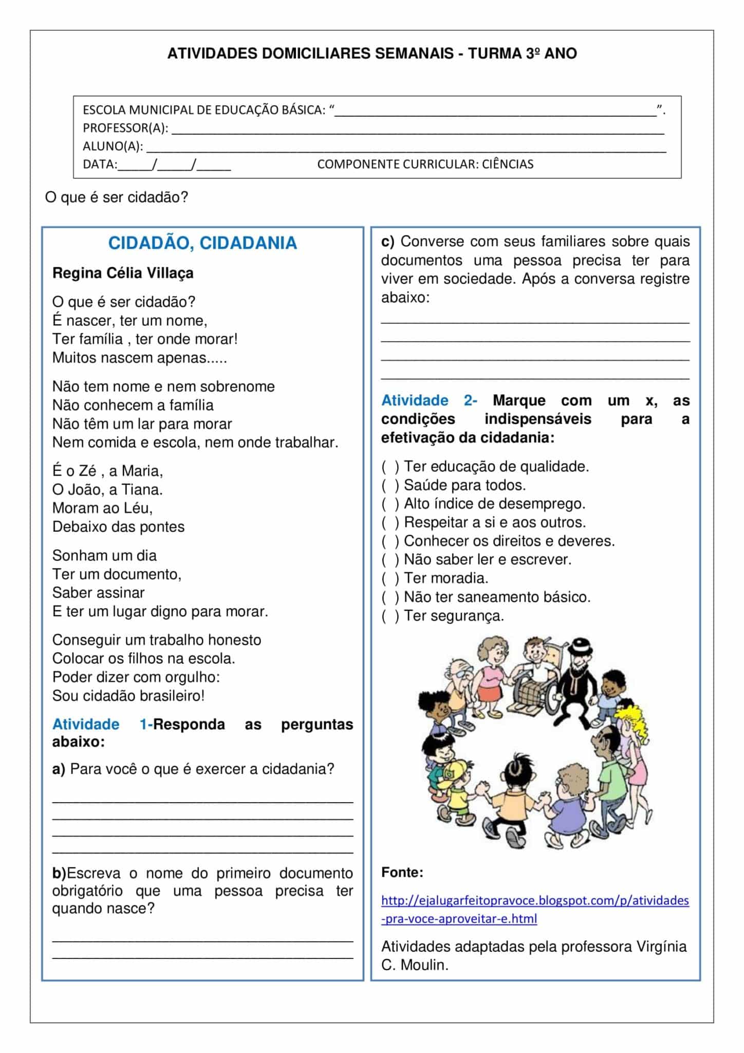 3º ANO - ATIVIDADES INTERDISCIPLINARES - ética e cidania, matemática ...