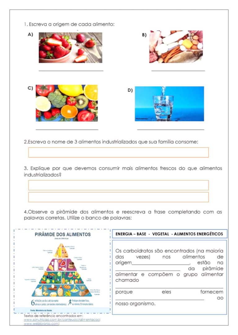 5º ANO - Ciências - Atividades sobre alimentação saudável / nutrição ...