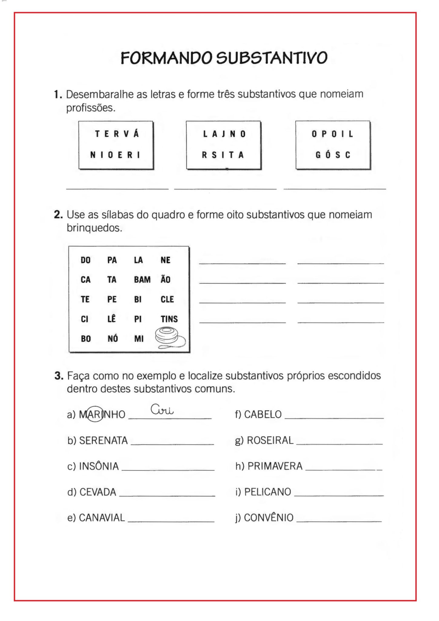 5º ANO - ATIVIDADES DE LÍNGUA PORTUGUESA - SUBSTANTIVOS - Cuca Super ...