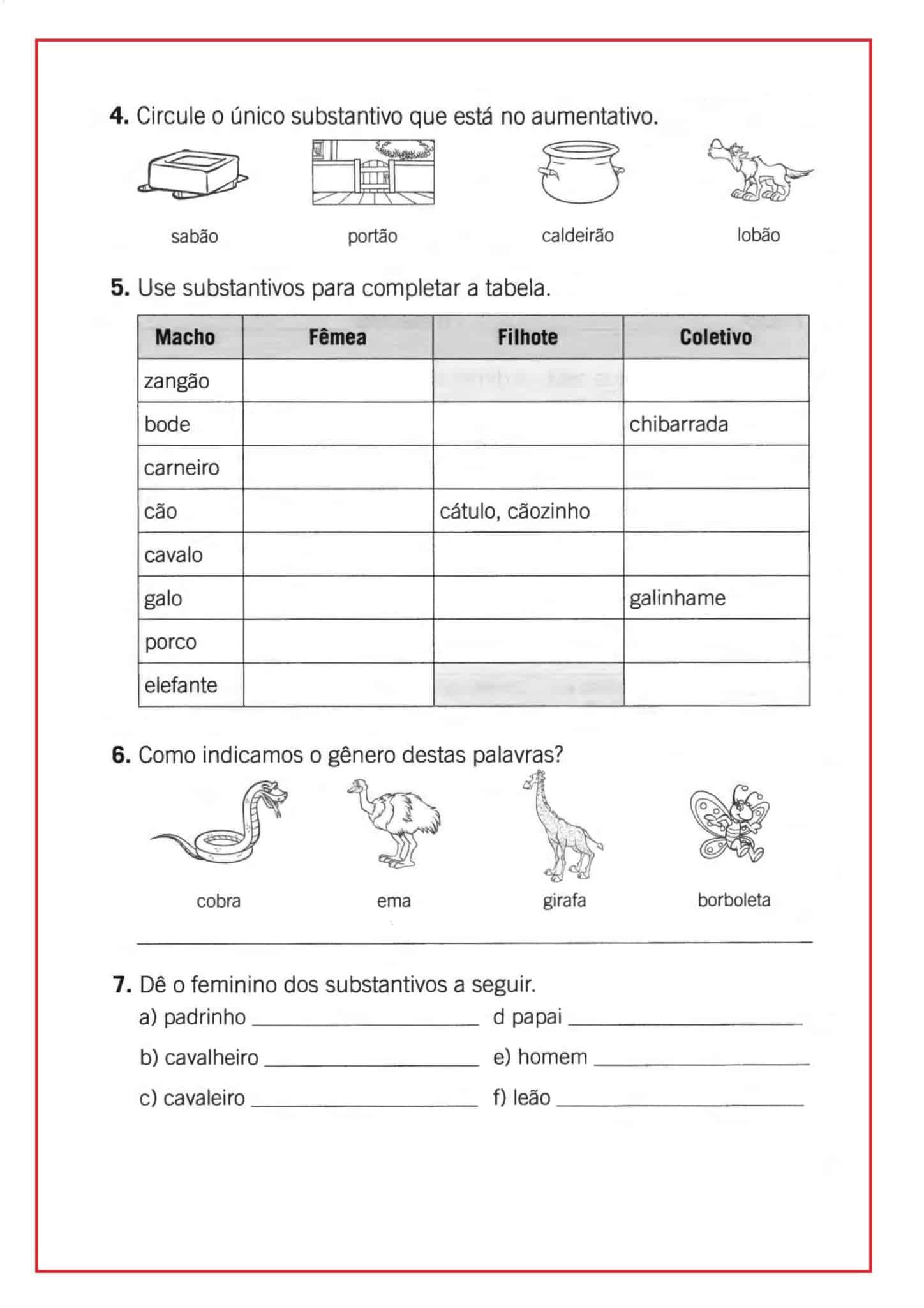 5º ANO - ATIVIDADES DE LÍNGUA PORTUGUESA - SUBSTANTIVOS - Cuca Super ...