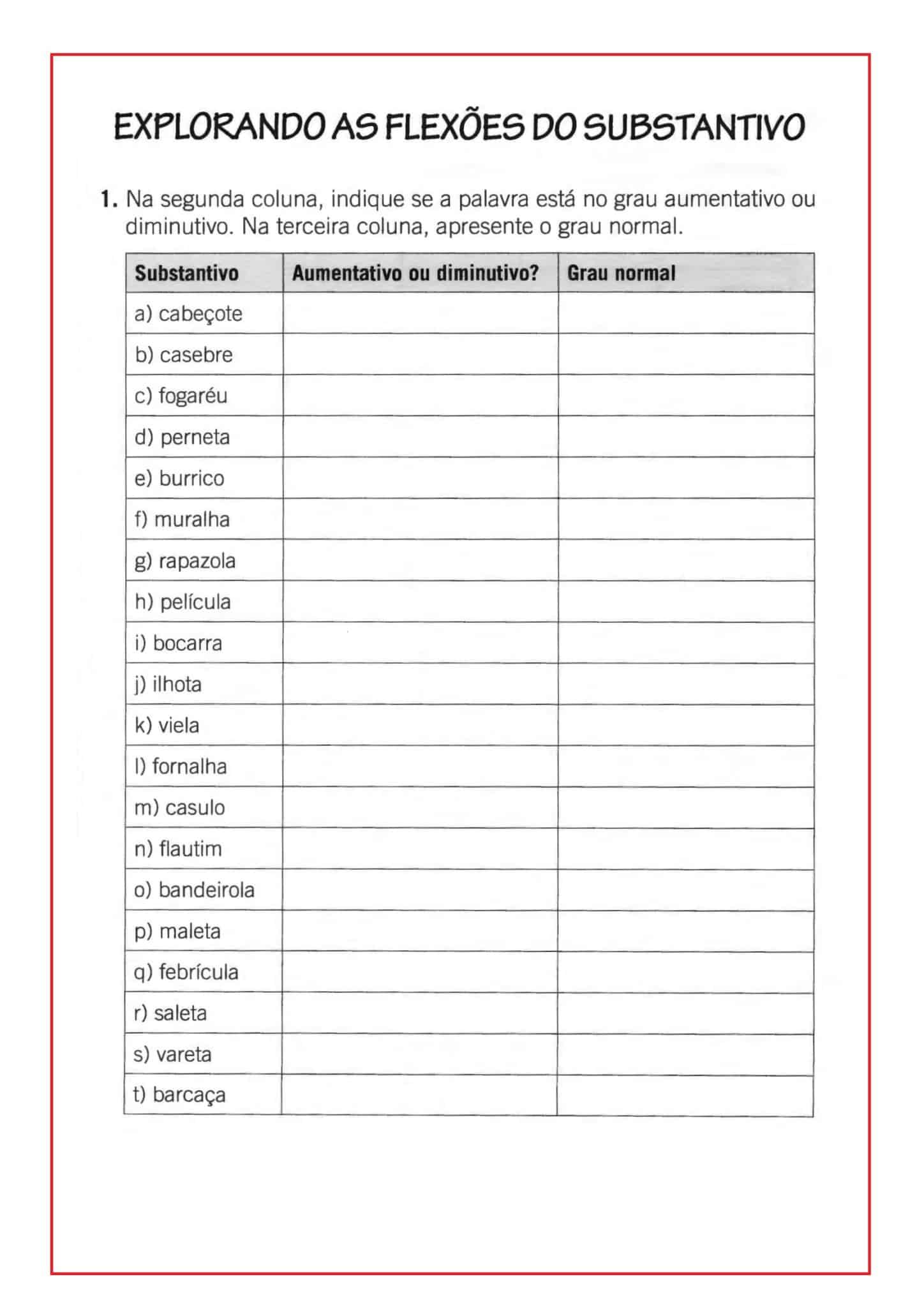 5º ANO - ATIVIDADES DE LÍNGUA PORTUGUESA - SUBSTANTIVOS - Cuca Super ...