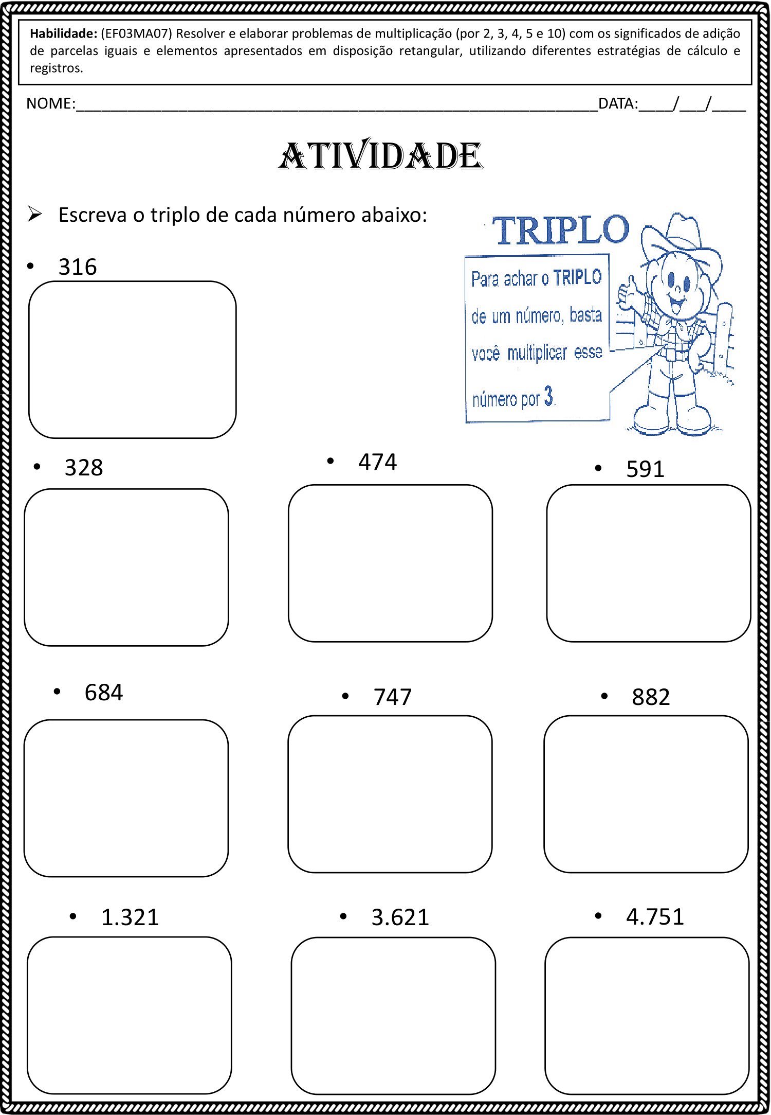 3º Ano - Plano de Aula: Dobro e Triplo com Aventuras Matemáticas - Cuca ...