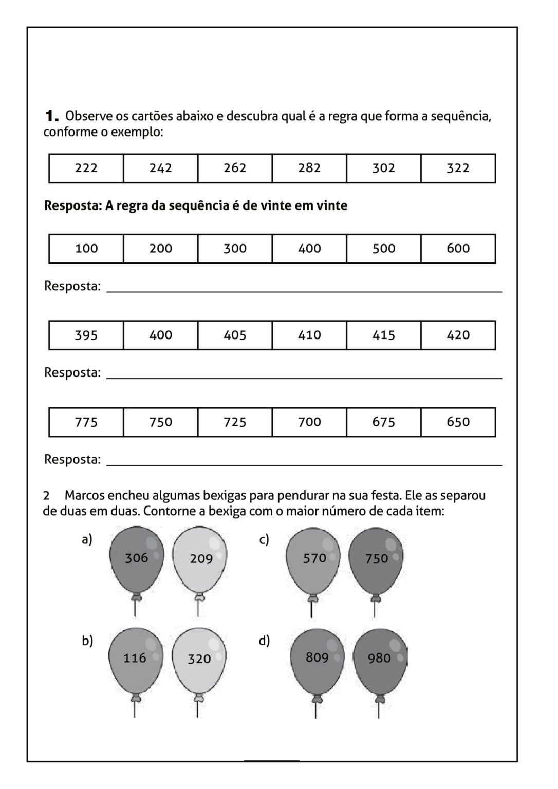 Ano Atividades De Matem Tica Sequ Ncias Num Ricas Q V L Situa Es Problema E Opera Es