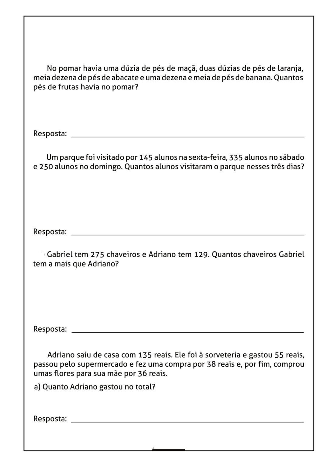 3º ano - Atividades de matemática - situações problema - Cuca Super ...