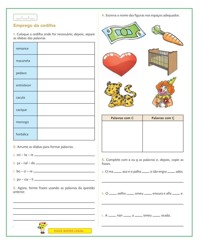 2º Ano Atividades De Ortografia Uso Da Cedilha Guegui Ge E Gi Cuca Super Legal 1531