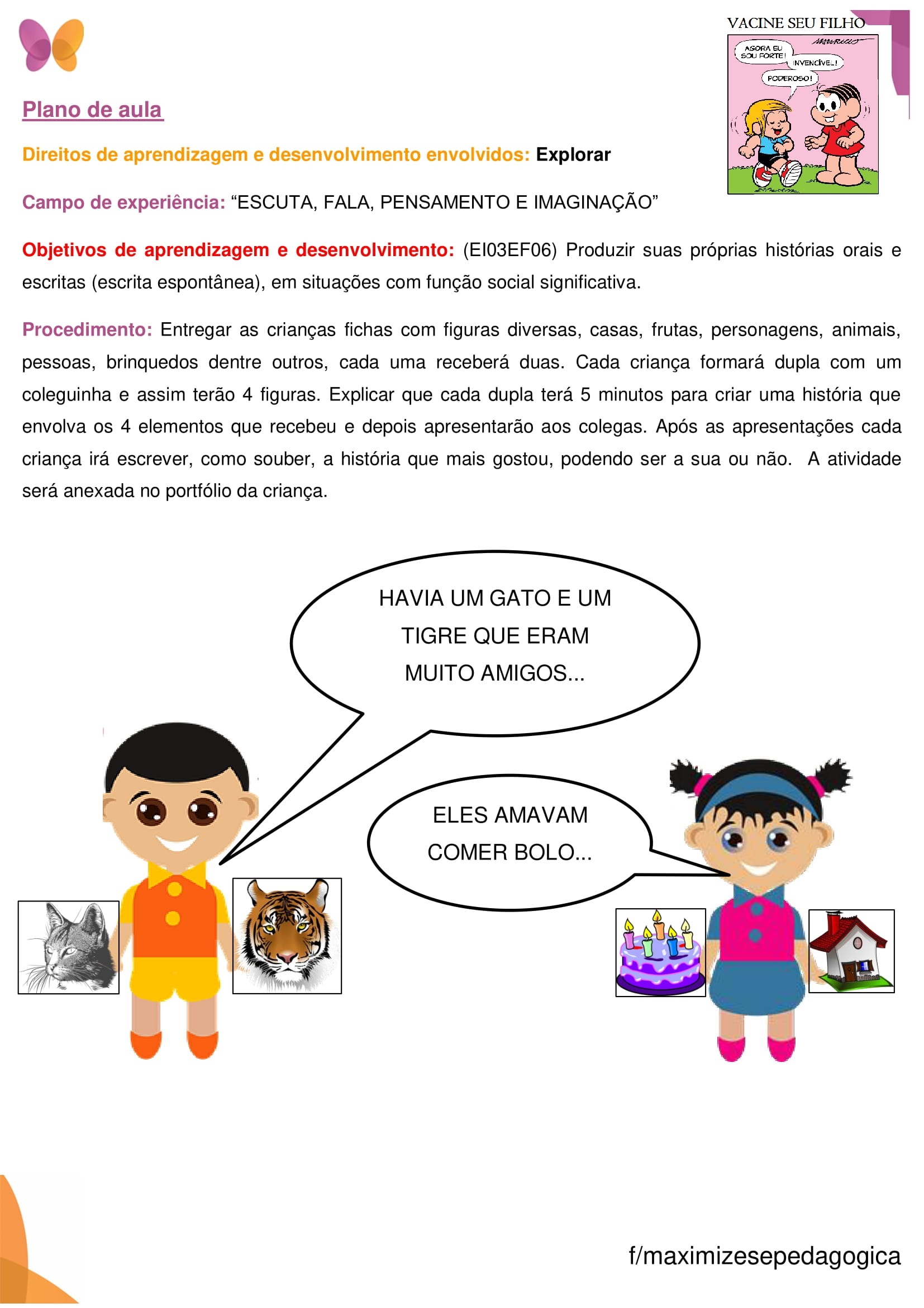 Ed. infantil Plano de aula com atividades EI03EF06 Escuta, Fala