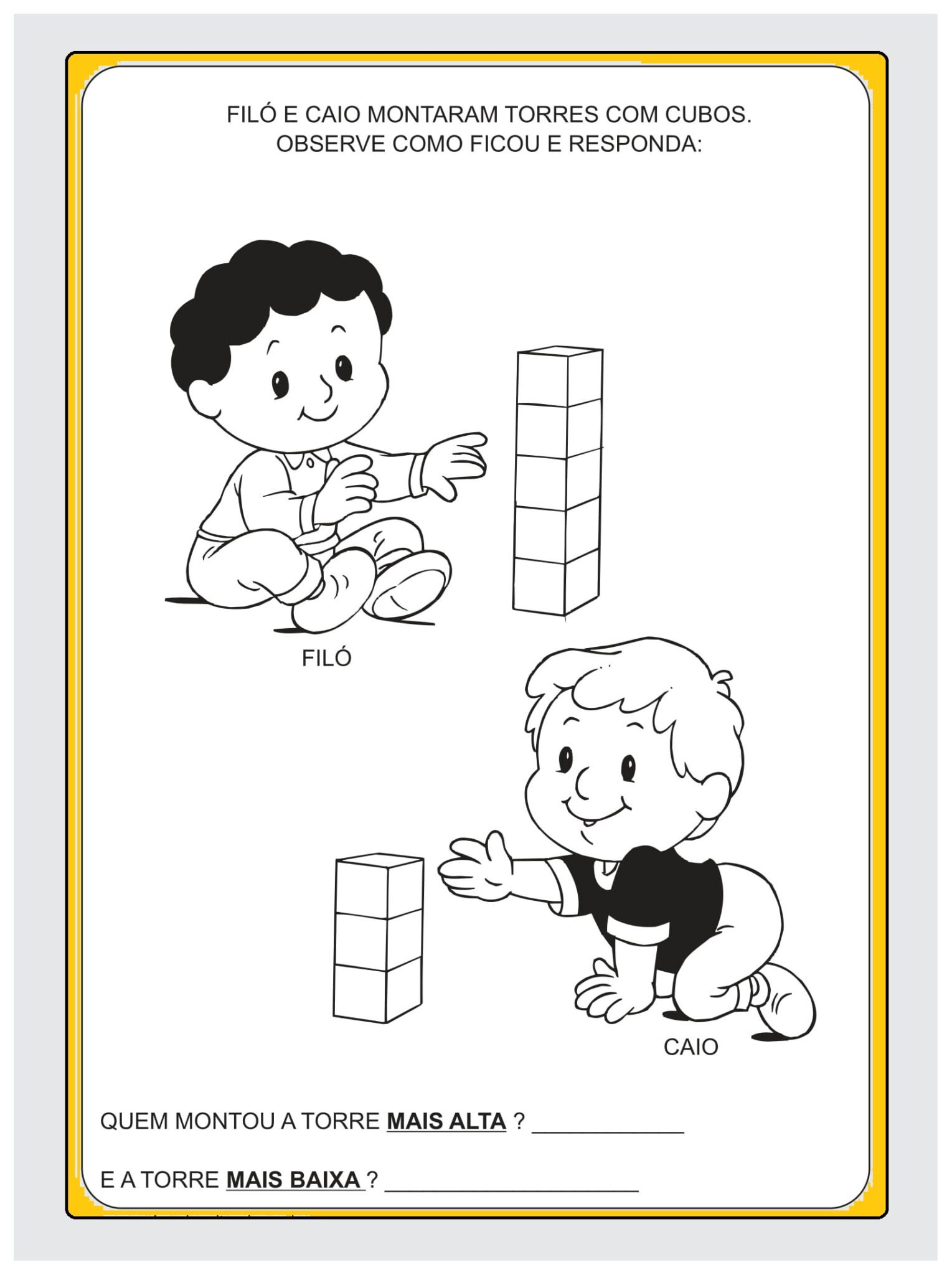 Ed.infantil - conceitos matemáticos grande, pequeno, em cima, embaixo ...