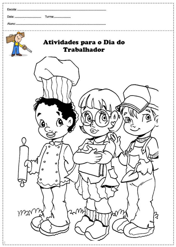 dia do trabalhador 6  Páginas para colorir escola, Dia do trabalhador,  Atividades de artes visuais