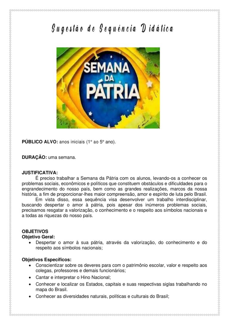 Ed. infantil ao 5° ano - Sequência didática : Nossa Pátria - Cuca Super ...