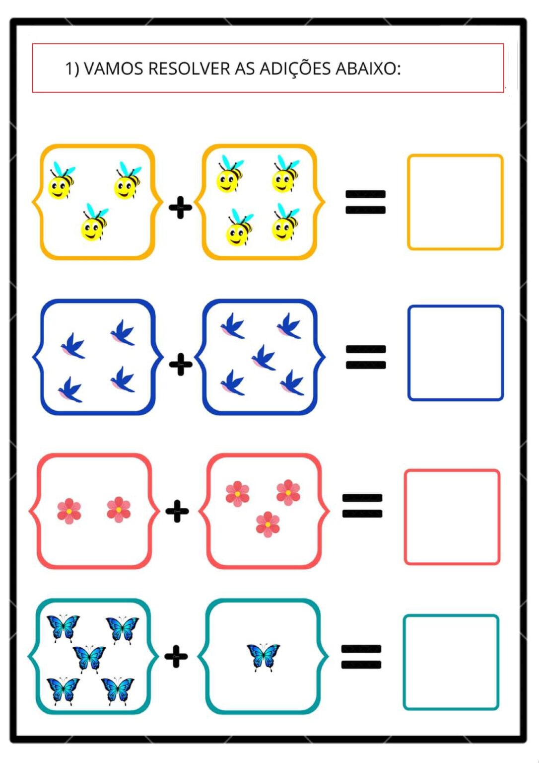 Atividades De Adição 1 Ano Com Desenhos - GITEDU