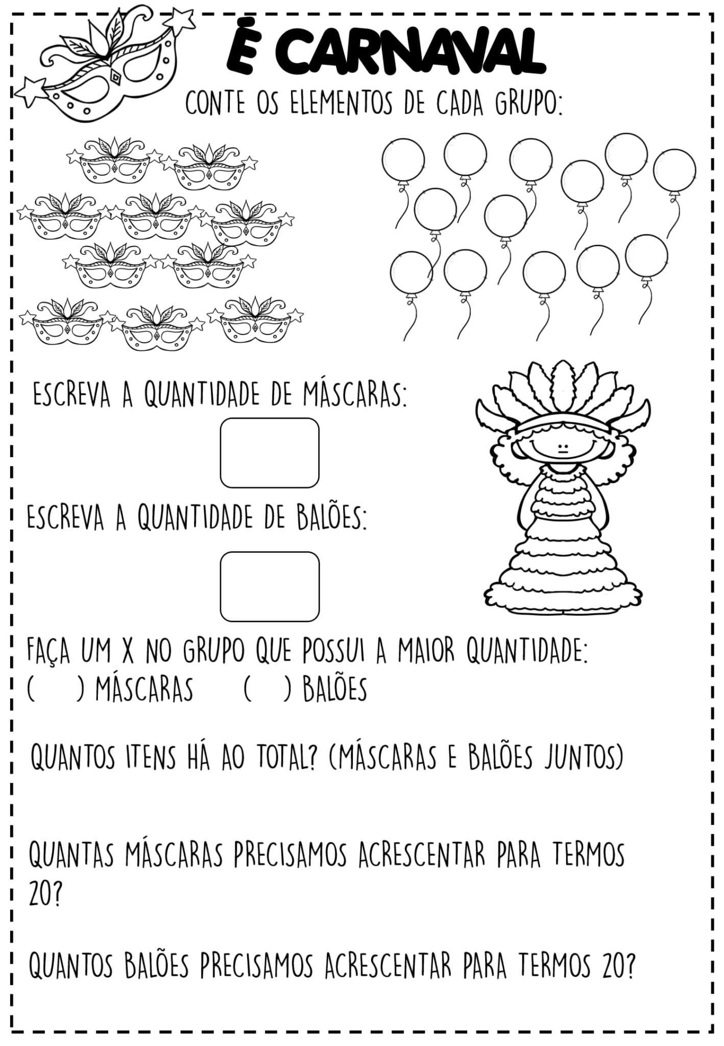 1º ANO - ATIVIDADES DE LÍNGUA PORTUGUESA - CARNAVAL - Cuca Super legal ...