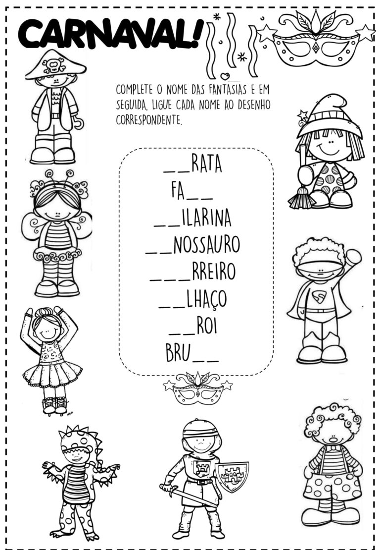 1º e 2º ano - Atividades de língua portuguesa - tema: carnaval - Cuca ...