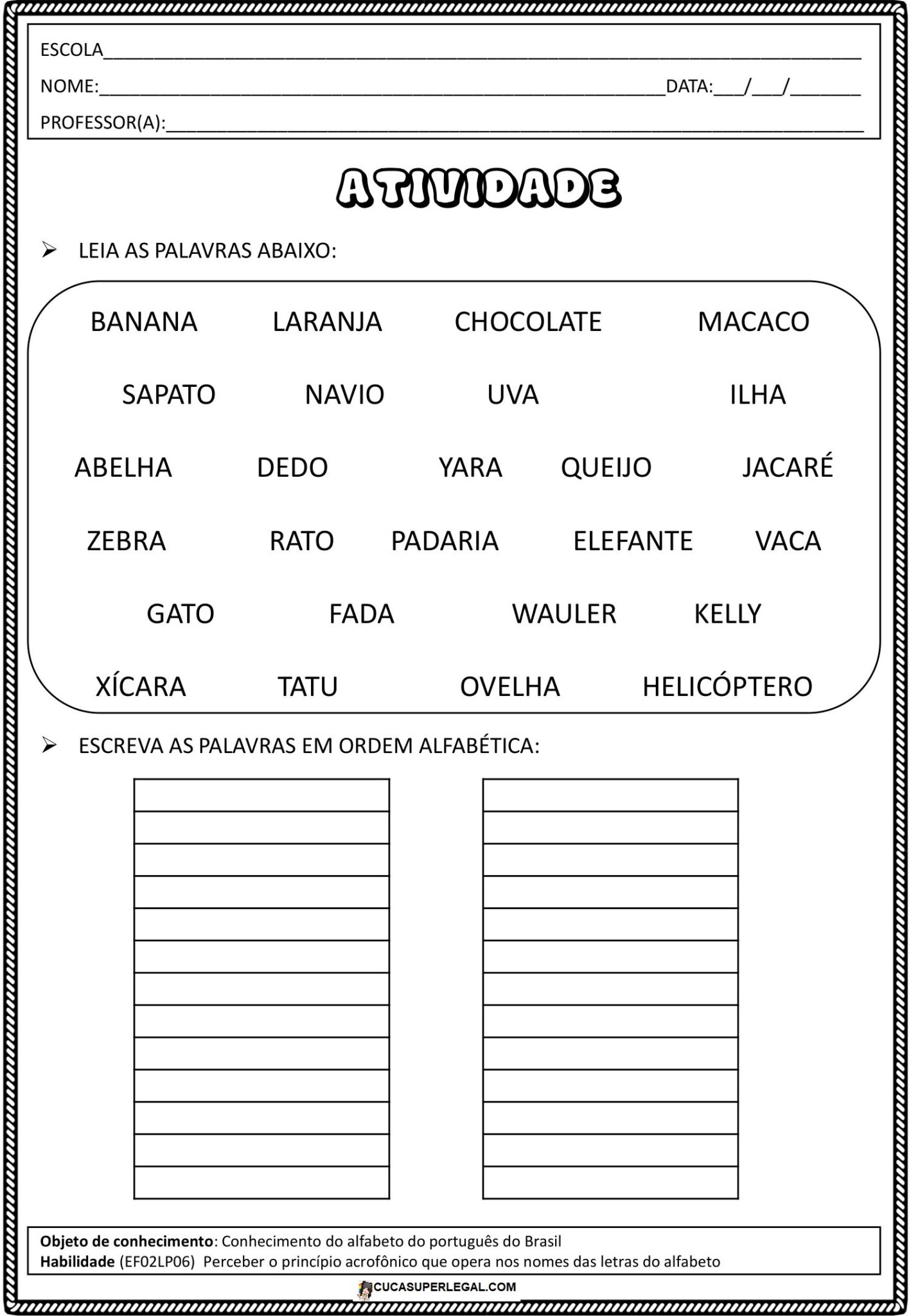 2º ANO -SEQUÊNCIA DIDÁTICA DE LÍNGUA PORTUGUESA - REFORÇO - Cuca Super ...