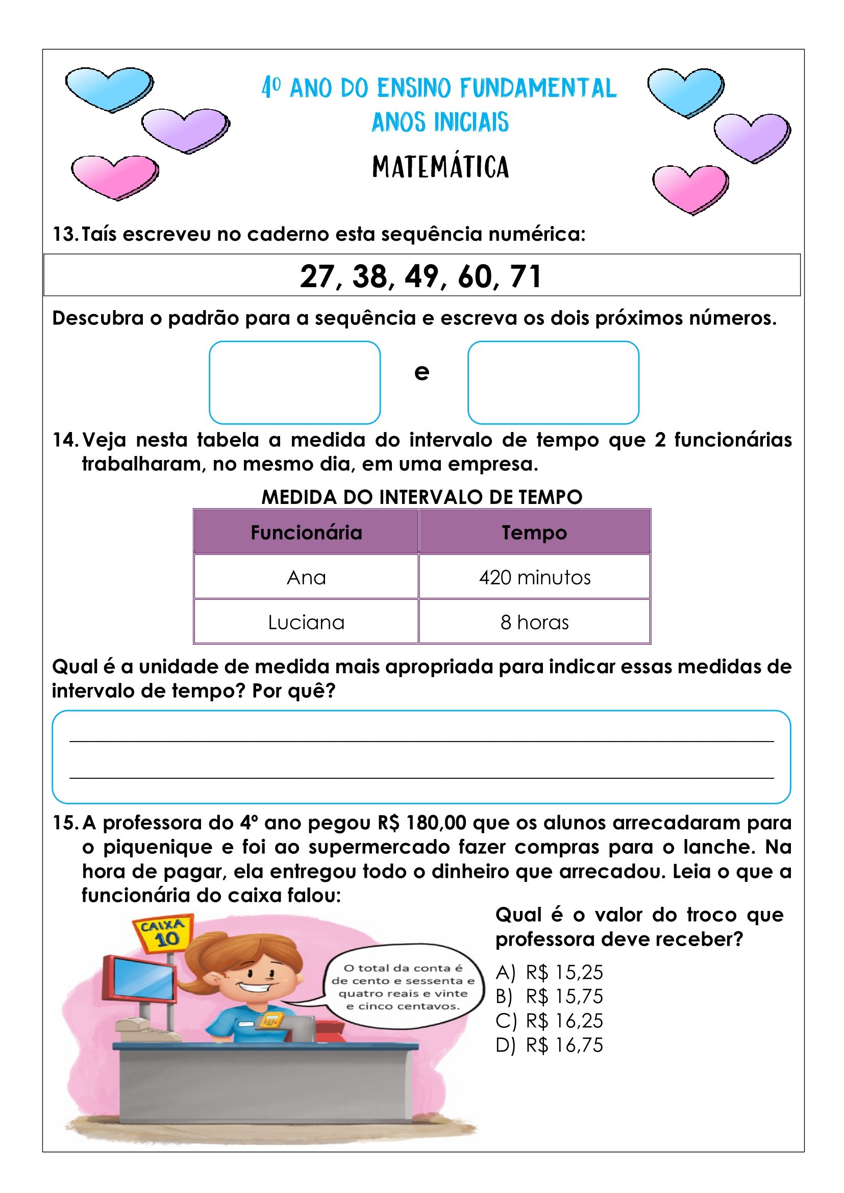 4º ano - ATIVIDADES DE MATEMÁTICA PARA IMPRIMIR - Cuca Super legal ...