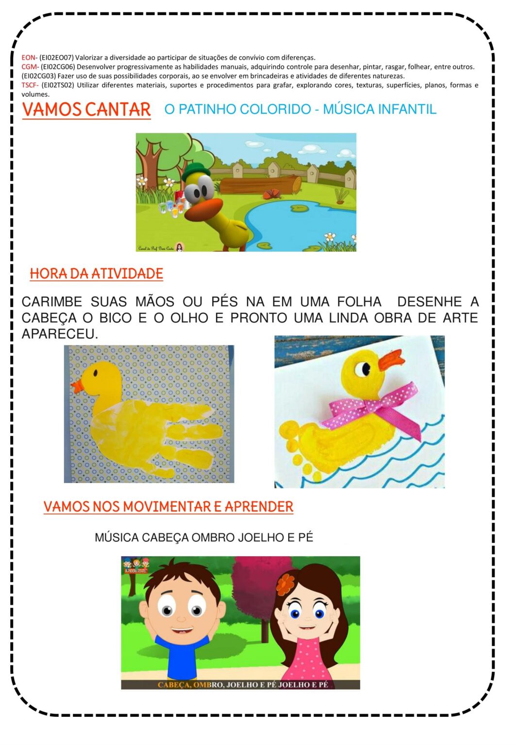 Ed infantil Atividades lúdicas O patinho colorido Cuca Super legal Educação