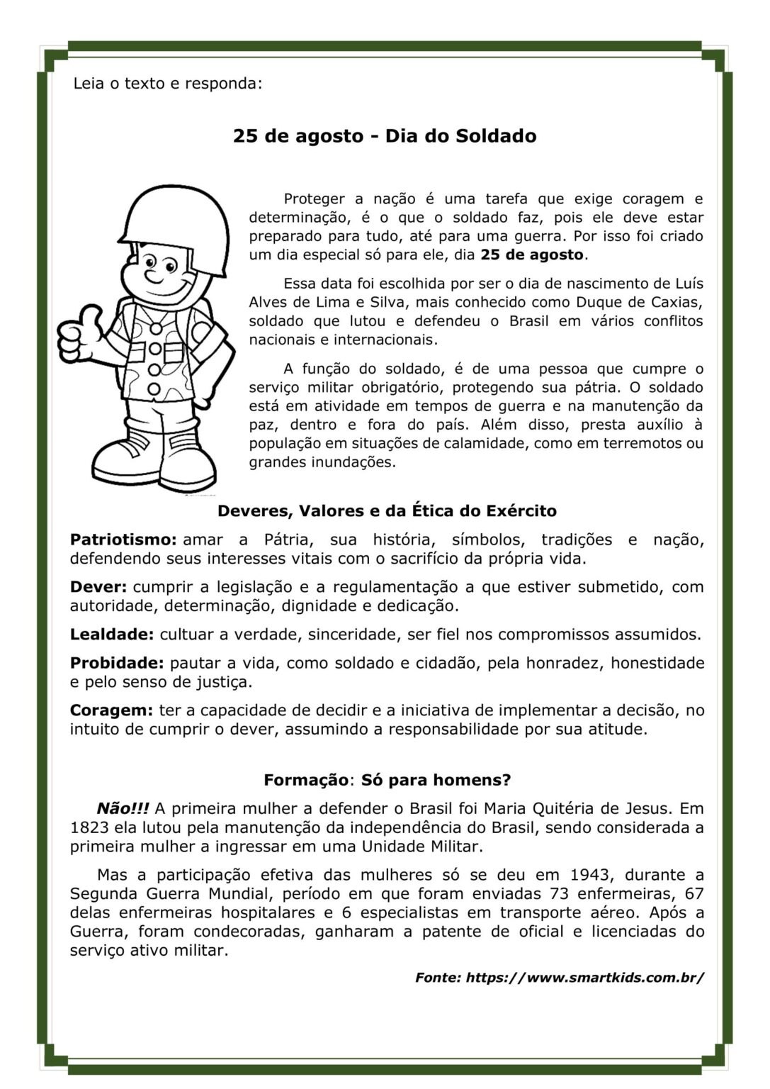 3º ao 5º ano - ATIVIDADES DO DIA DO SOLDADO - Cuca Super legal ...