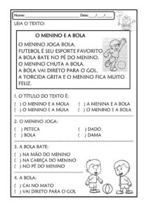 1º ano - Atividades de leitura e interpretação de textos variados ...