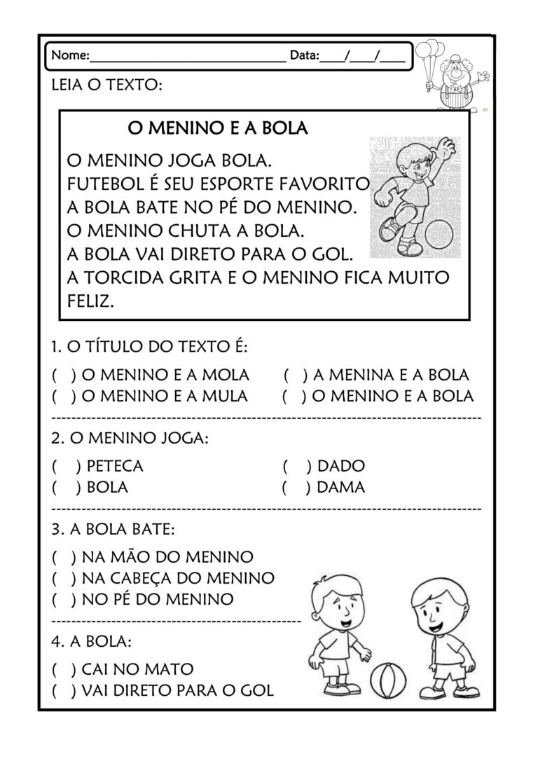 1º ano - Atividades de leitura e interpretação de textos variados ...