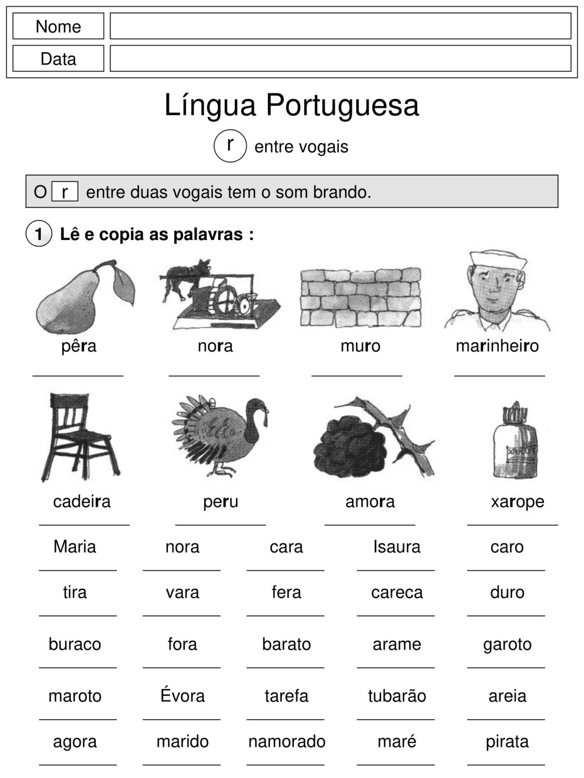 1º e 2º ano - Atividades de ortografia - R entre vogais e RR - Cuca ...