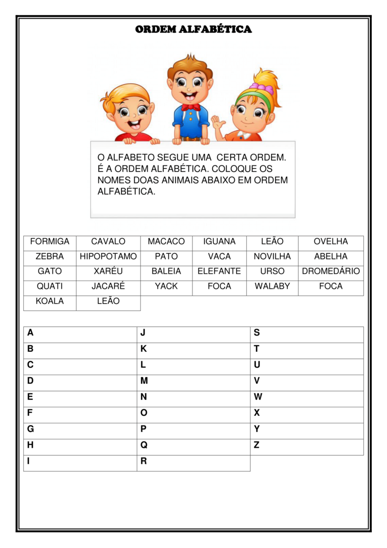 2º ano - Atividades de língua portuguesa - Ordem alfabética - Cuca ...
