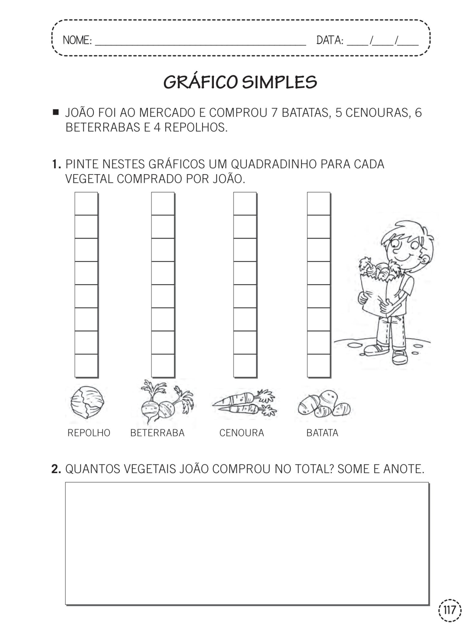 1º ano - Atividades de matemática - gráficos simples e tabelas - Cuca ...