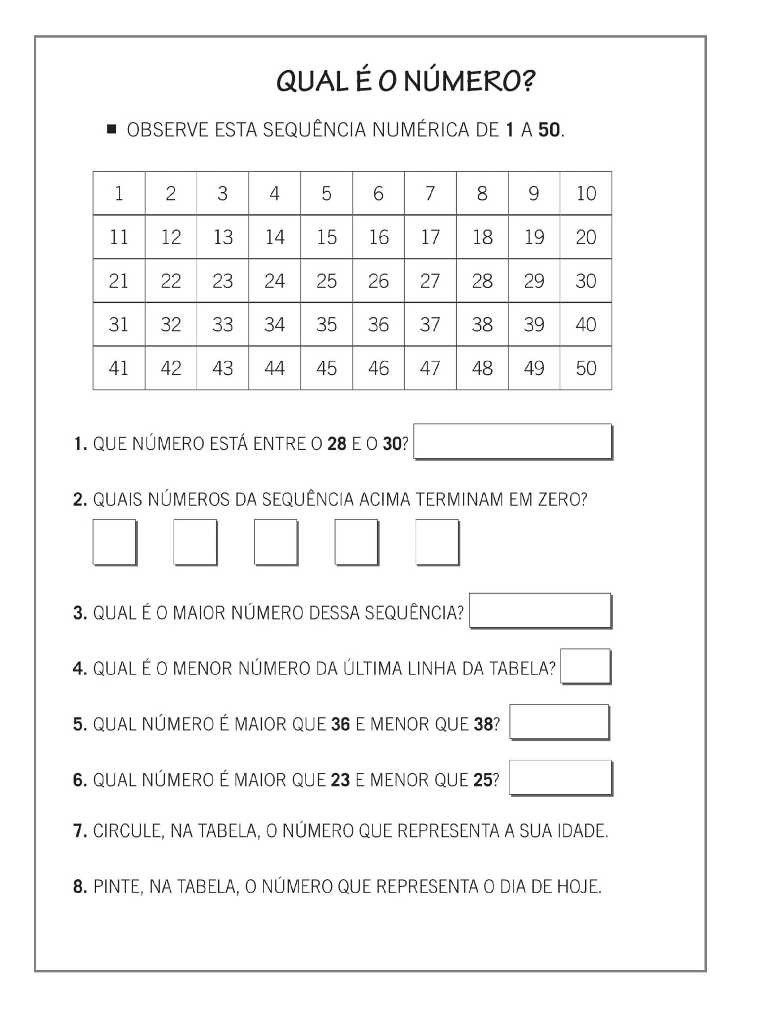 1º ano - Atividades de matemática envolvendo números de 1 a 99 - Cuca ...
