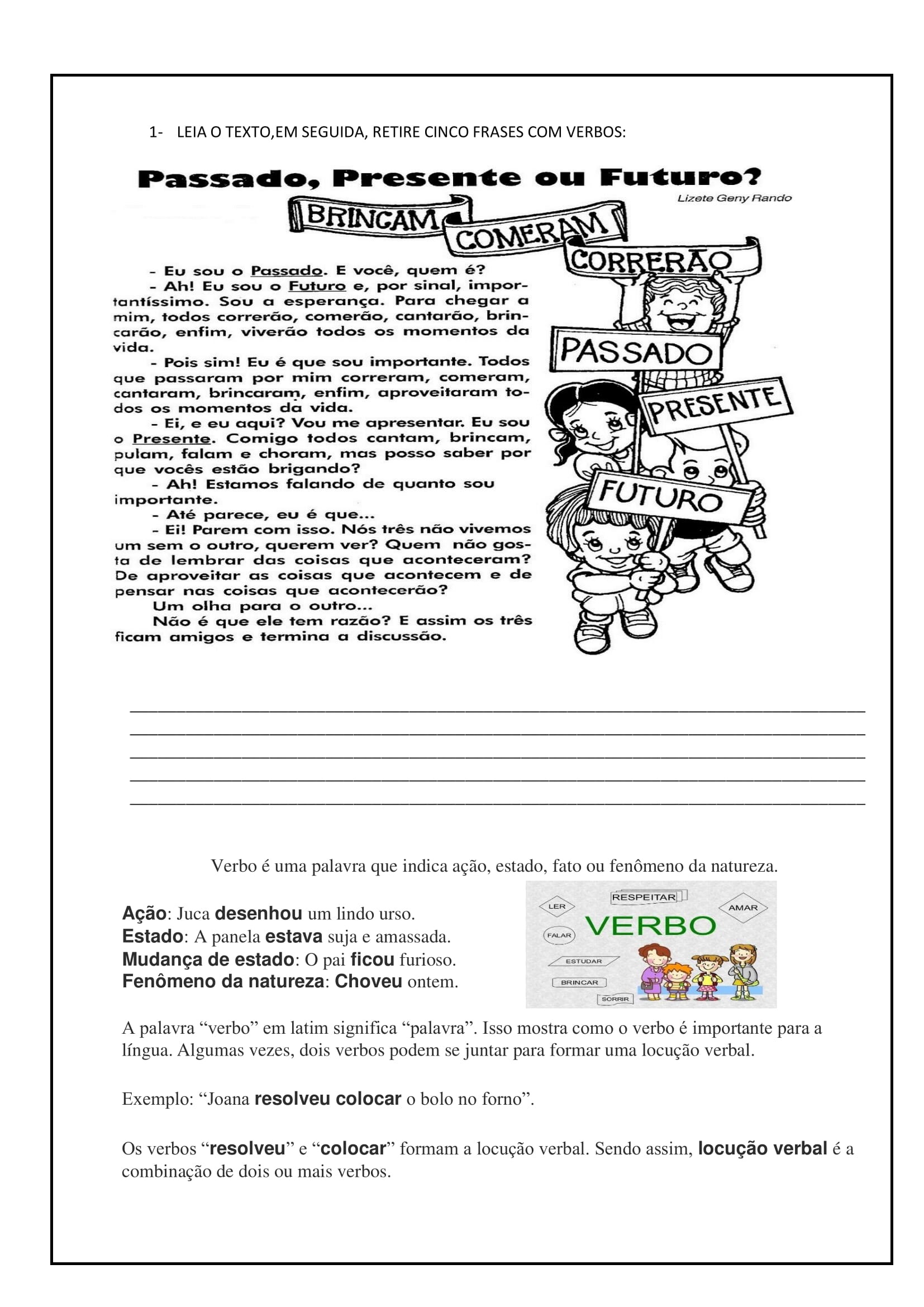 5º ANO - Atividades de língua portuguesa - VERBOS - Cuca Super legal ...