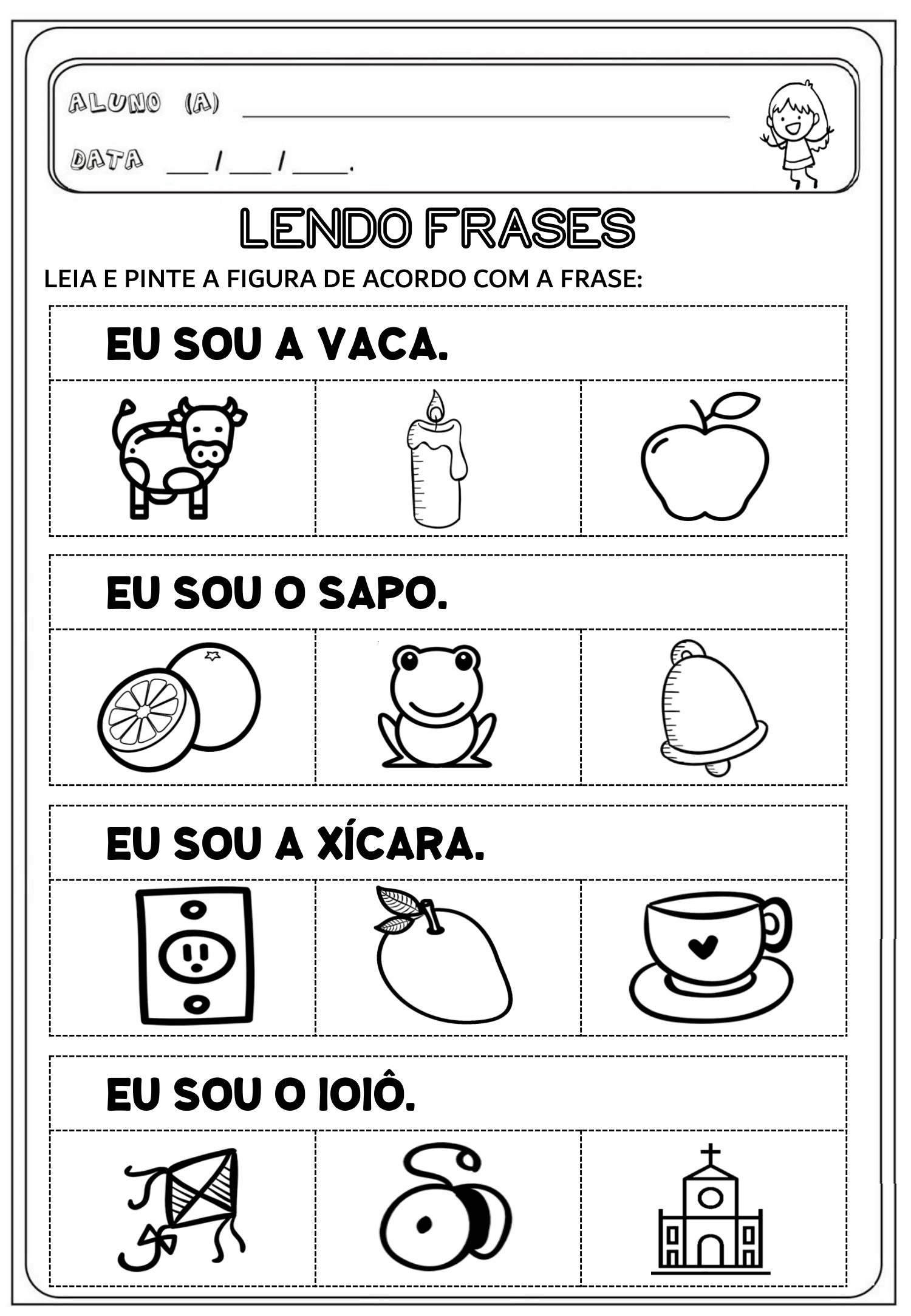 1º ANO - Atividades de leitura de frases com imagens - Cuca Super legal ...